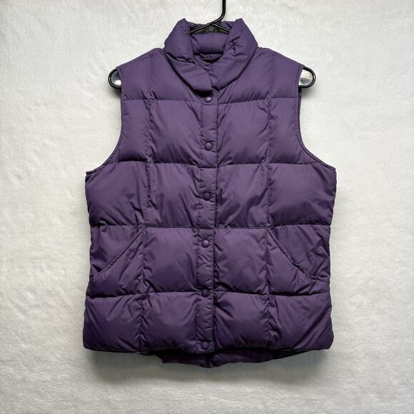 Lands End Quilted Snap Front Goose Down Puffer Vest Size S (2) Blue & Purple - Picture 4 of 14
